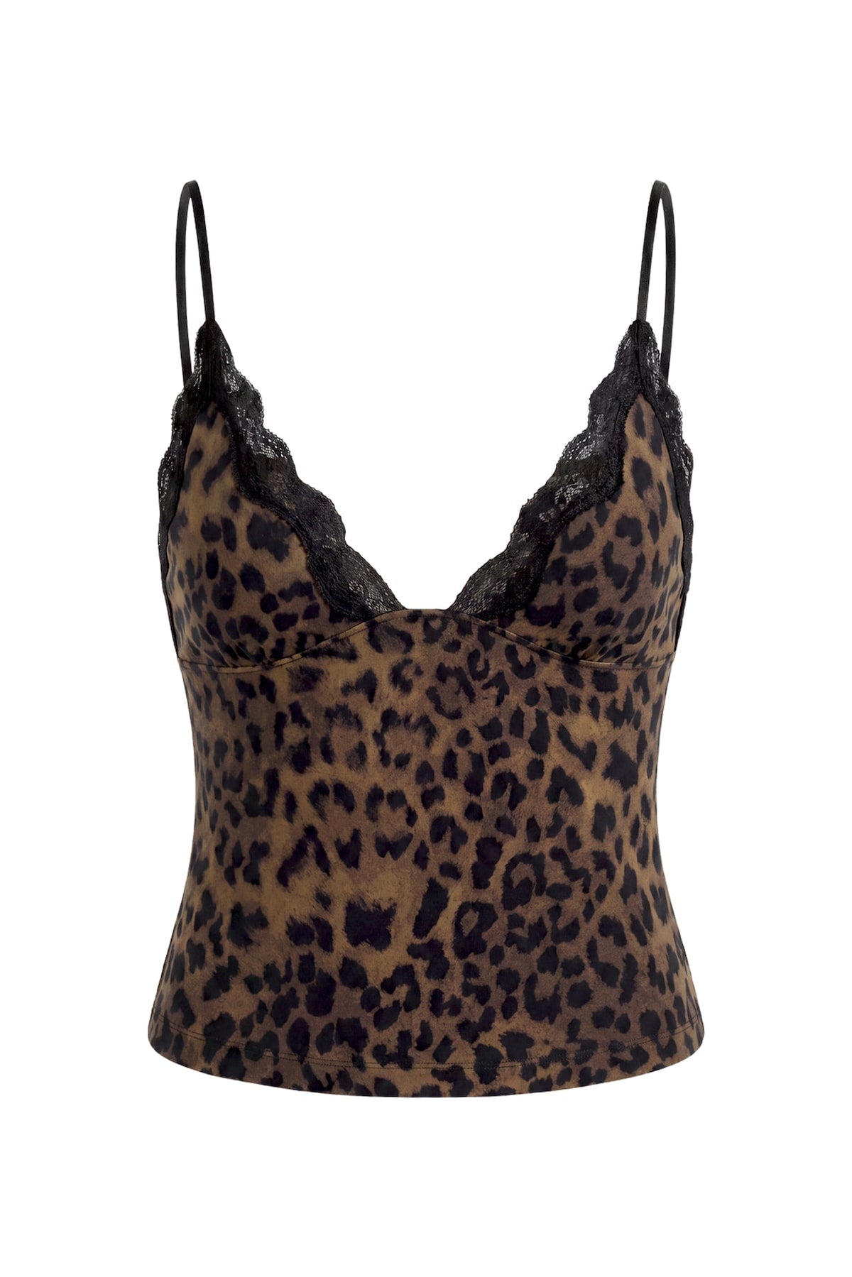 Sleek Plunge Lace Trim Cami Top