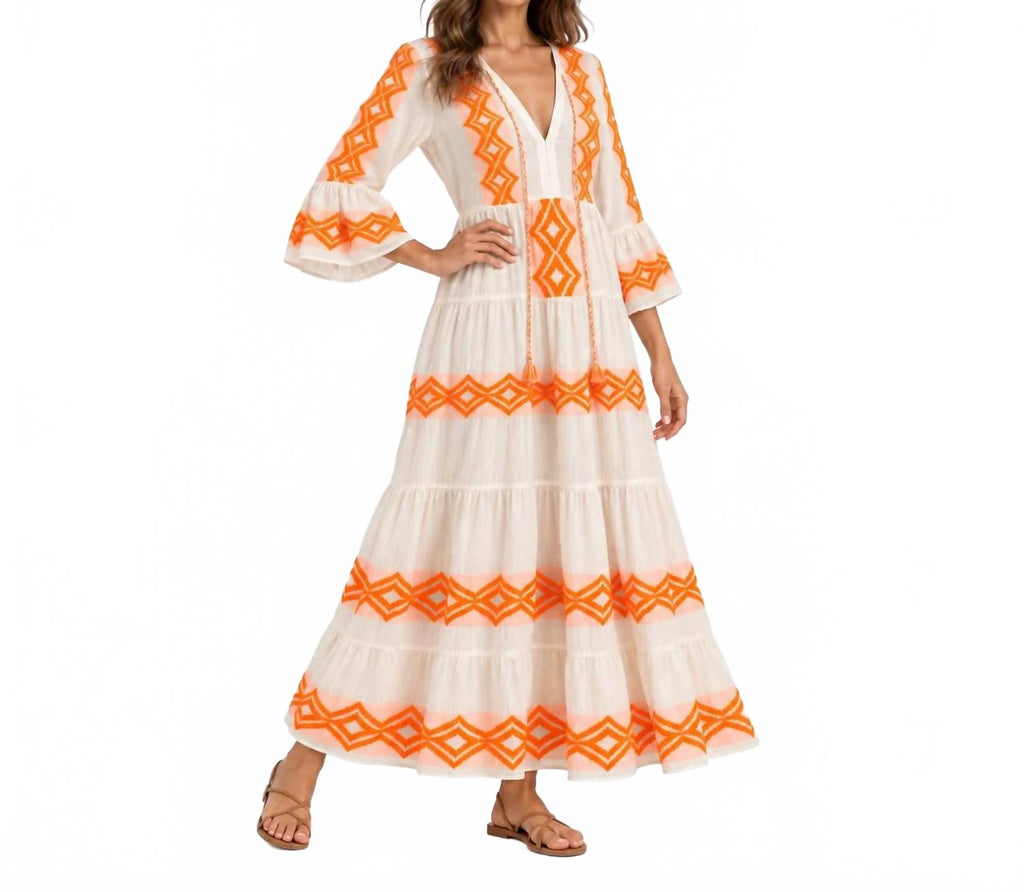 Ianthe Embroidered Maxi Dress In Orange