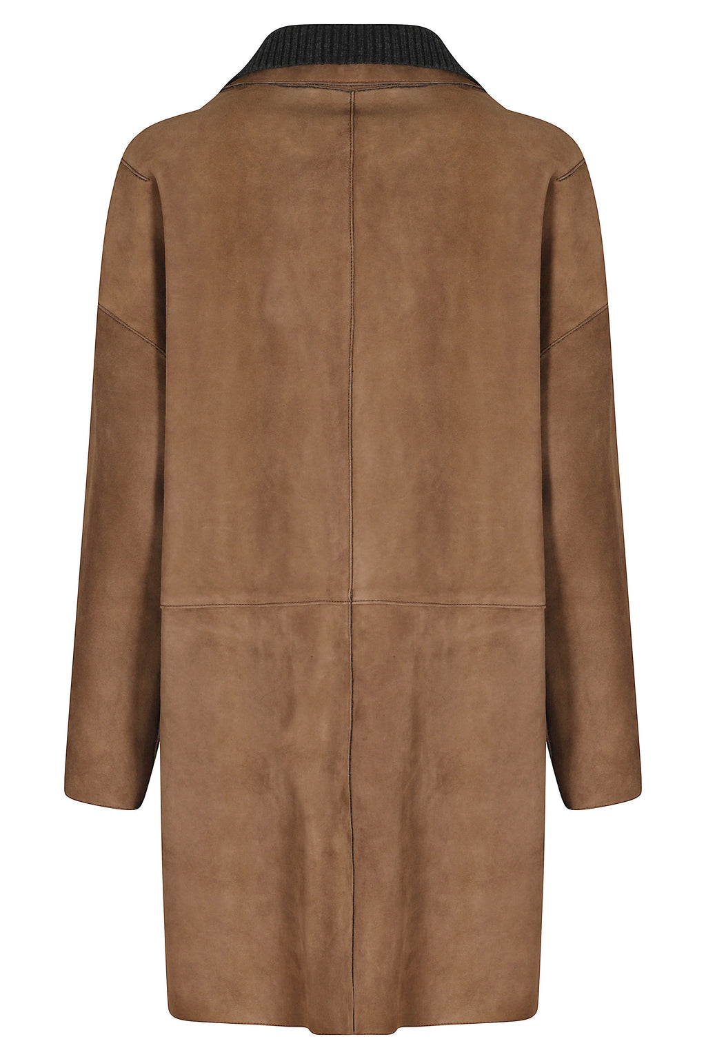 Angelique Bonded Suede Coat With Ribbed Collar