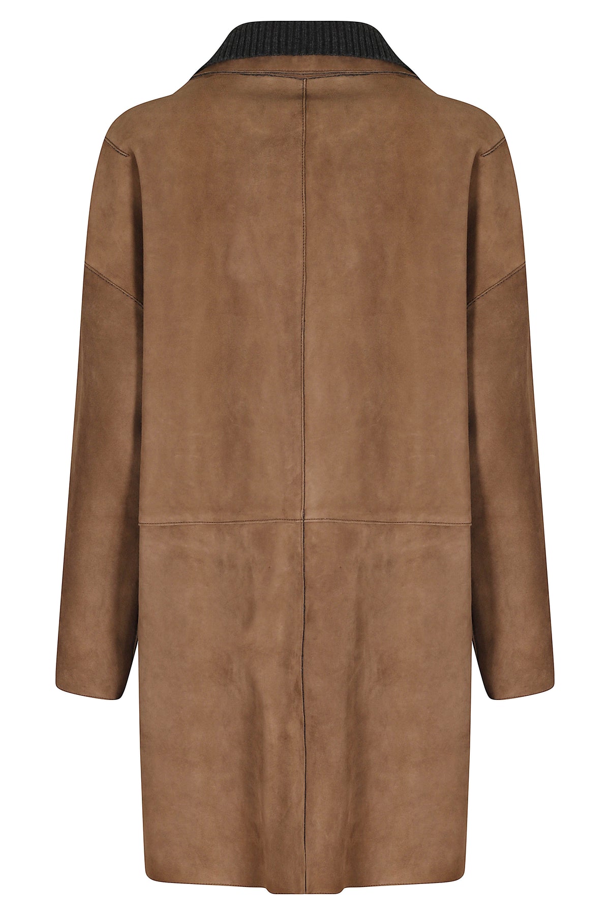 Angelique Bonded Suede Coat With Ribbed Collar
