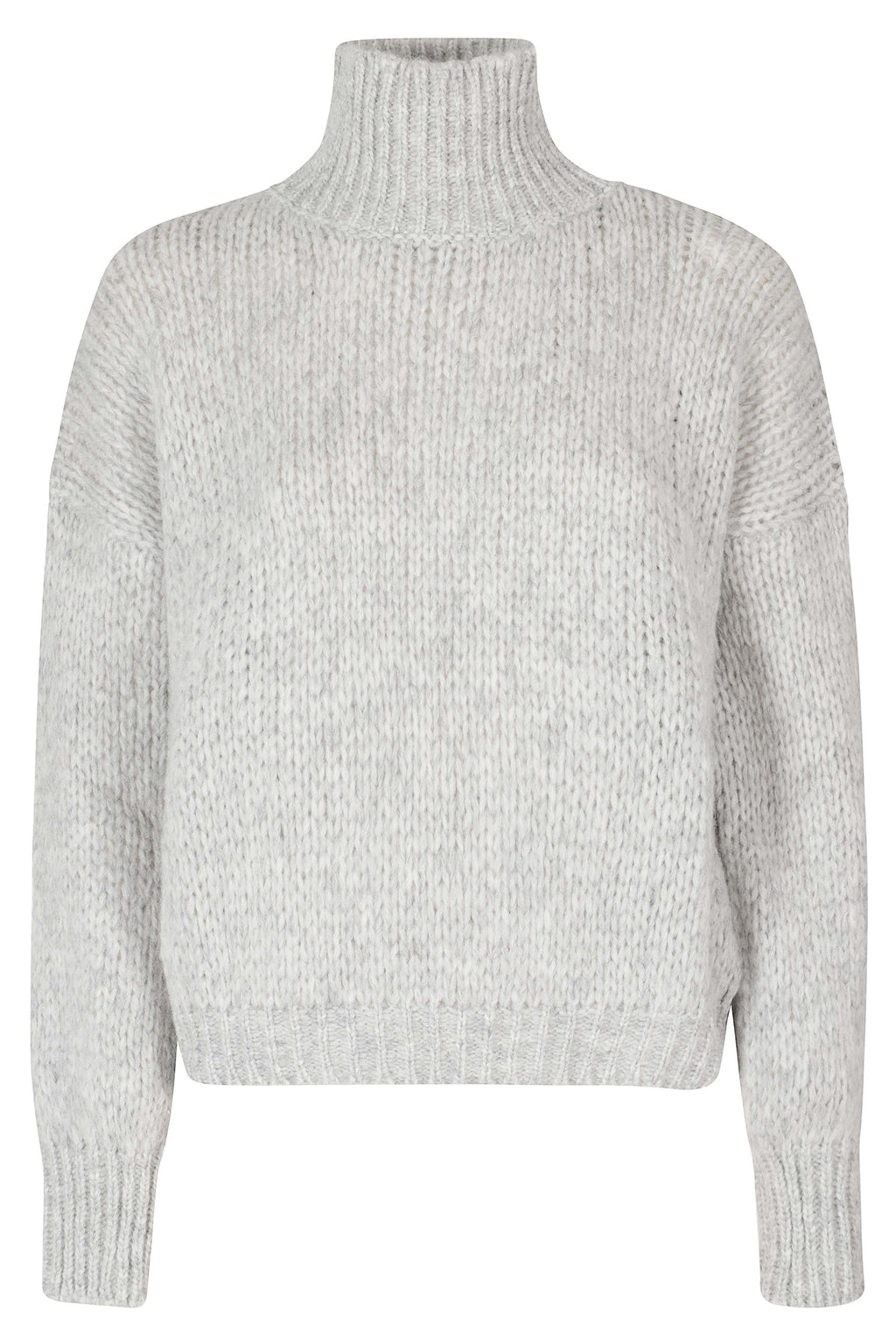 Grey High-Neck Baby Alpaca-Blend Sweater
