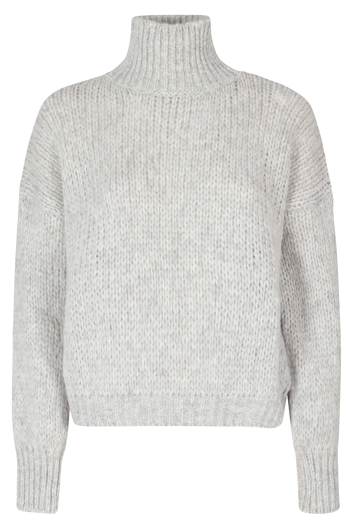Grey High-Neck Baby Alpaca-Blend Sweater