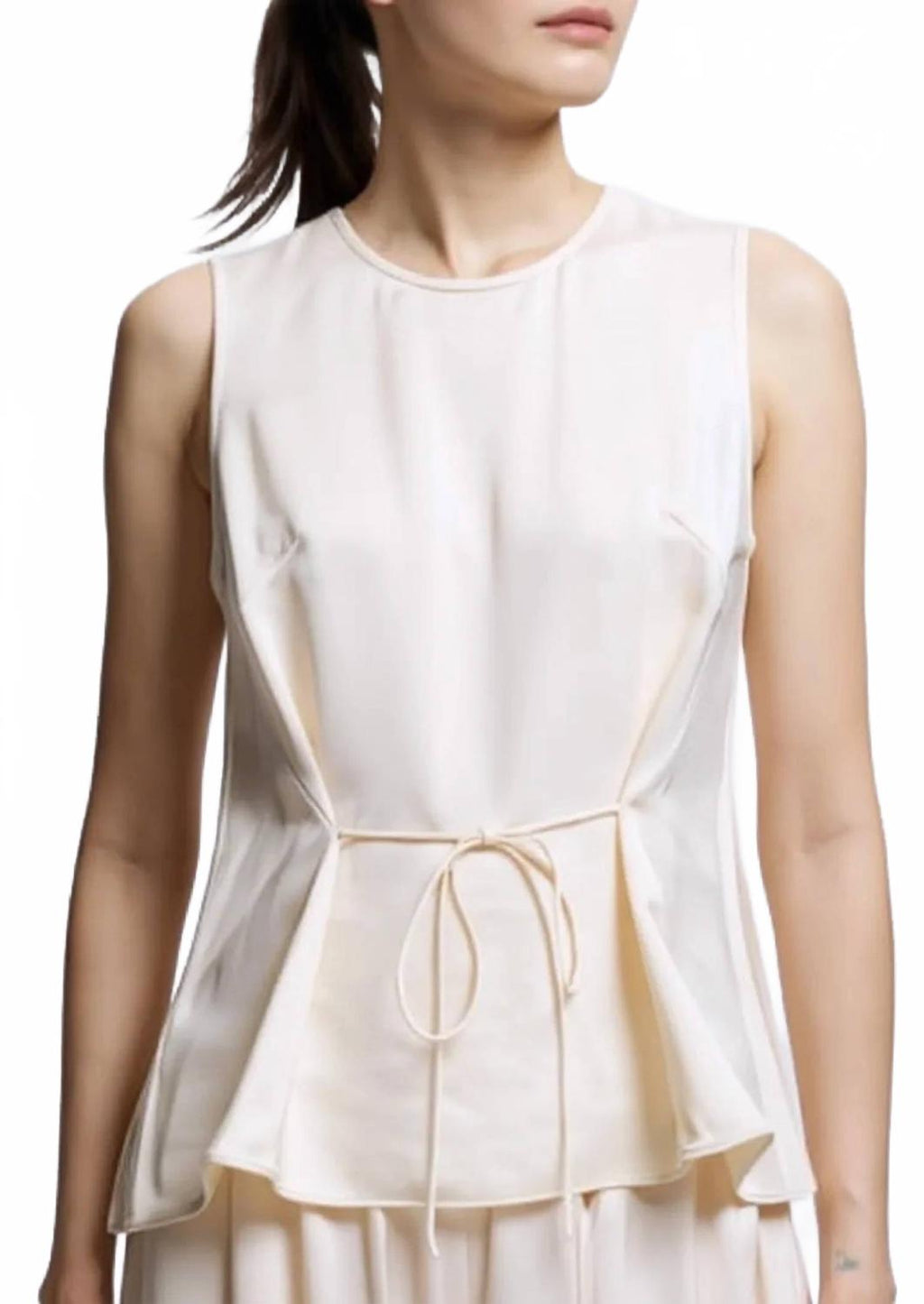 Benson Sleeveless Charmeuse Top In Ivory