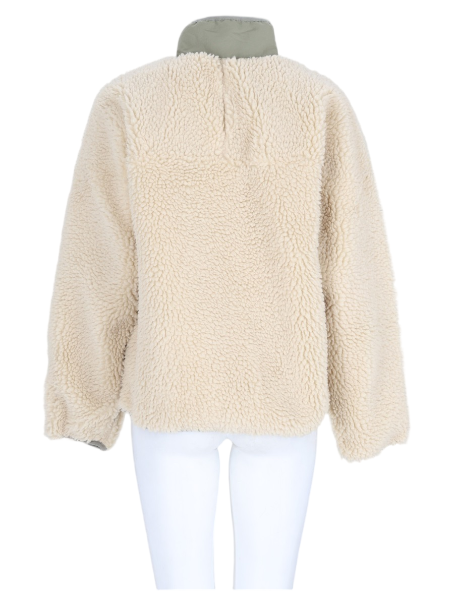 Plush Textured High Collar Fleece Jacket