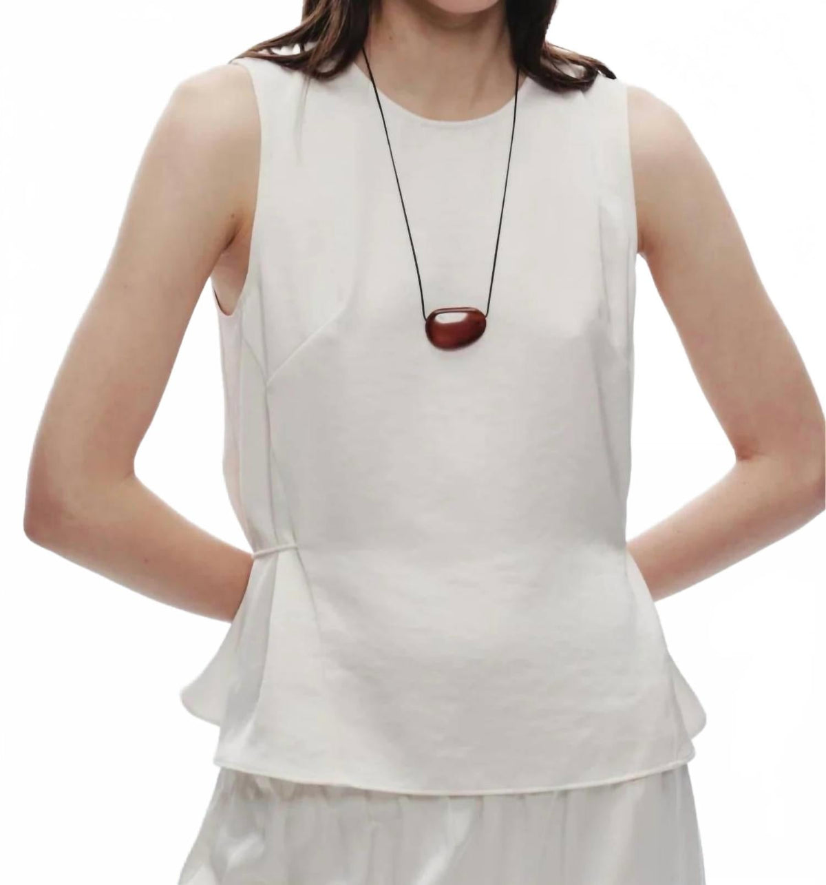 Benson Sleeveless Charmeuse Top In Ivory