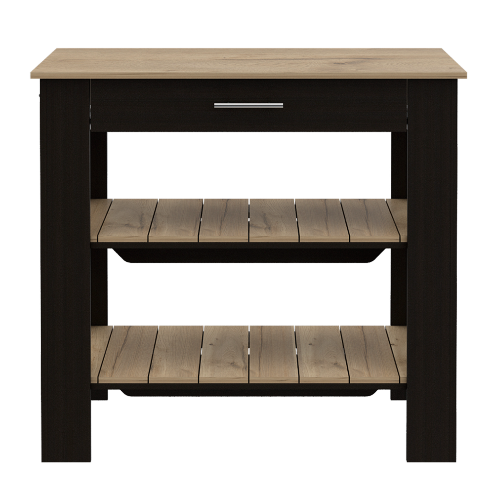 Kitchen Island Cart with Drawer and Open Shelves