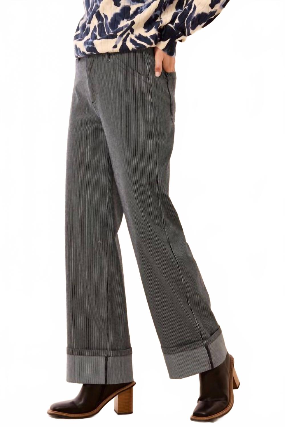 Fly Front Ankle Pant With Wide Cuffs In Sapphire