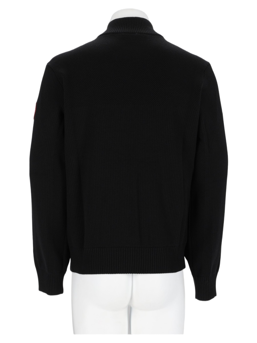 Black Quilted Front Panel Wool Jacket