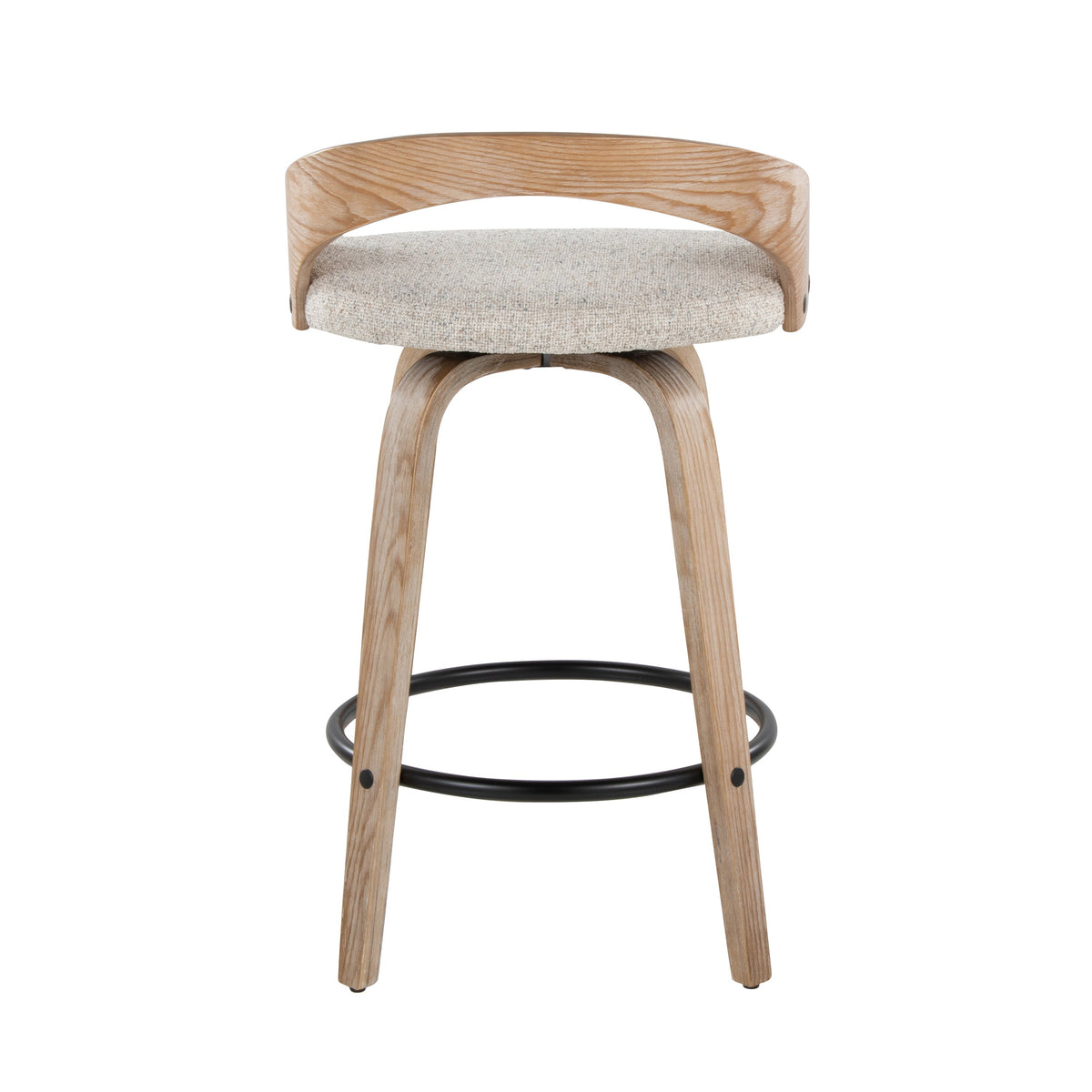 Wooden Frame Swivel Chairs with Metal Footrests