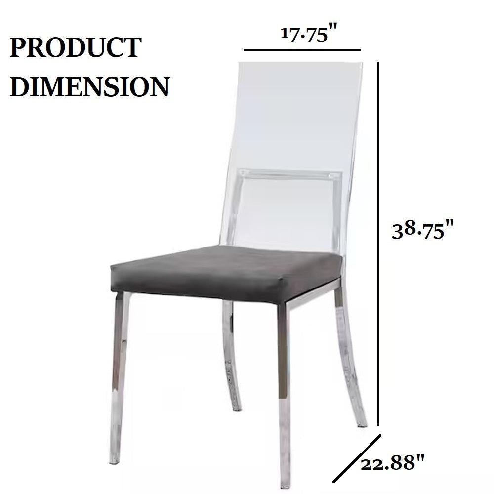 Set of 2 Minimalist Dining Chairs with Transparent Backrests
