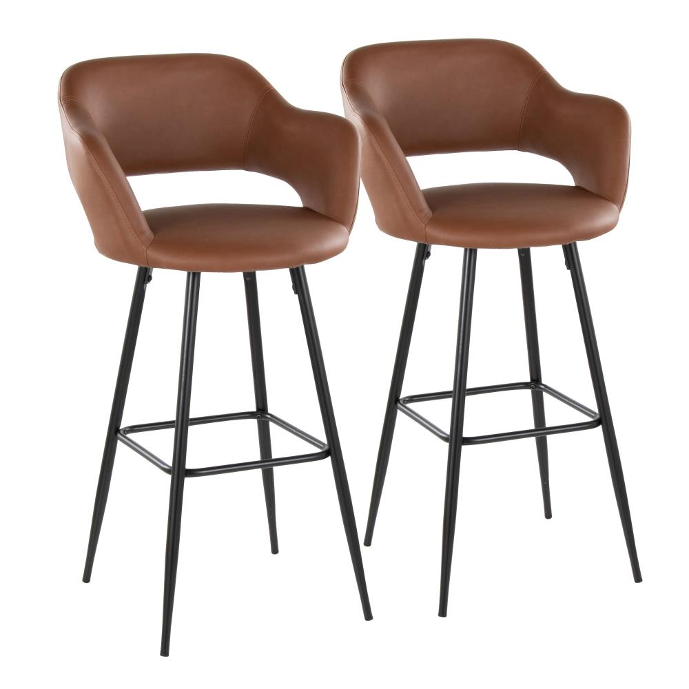 Contemporary Faux Leather Barstools with Armrests