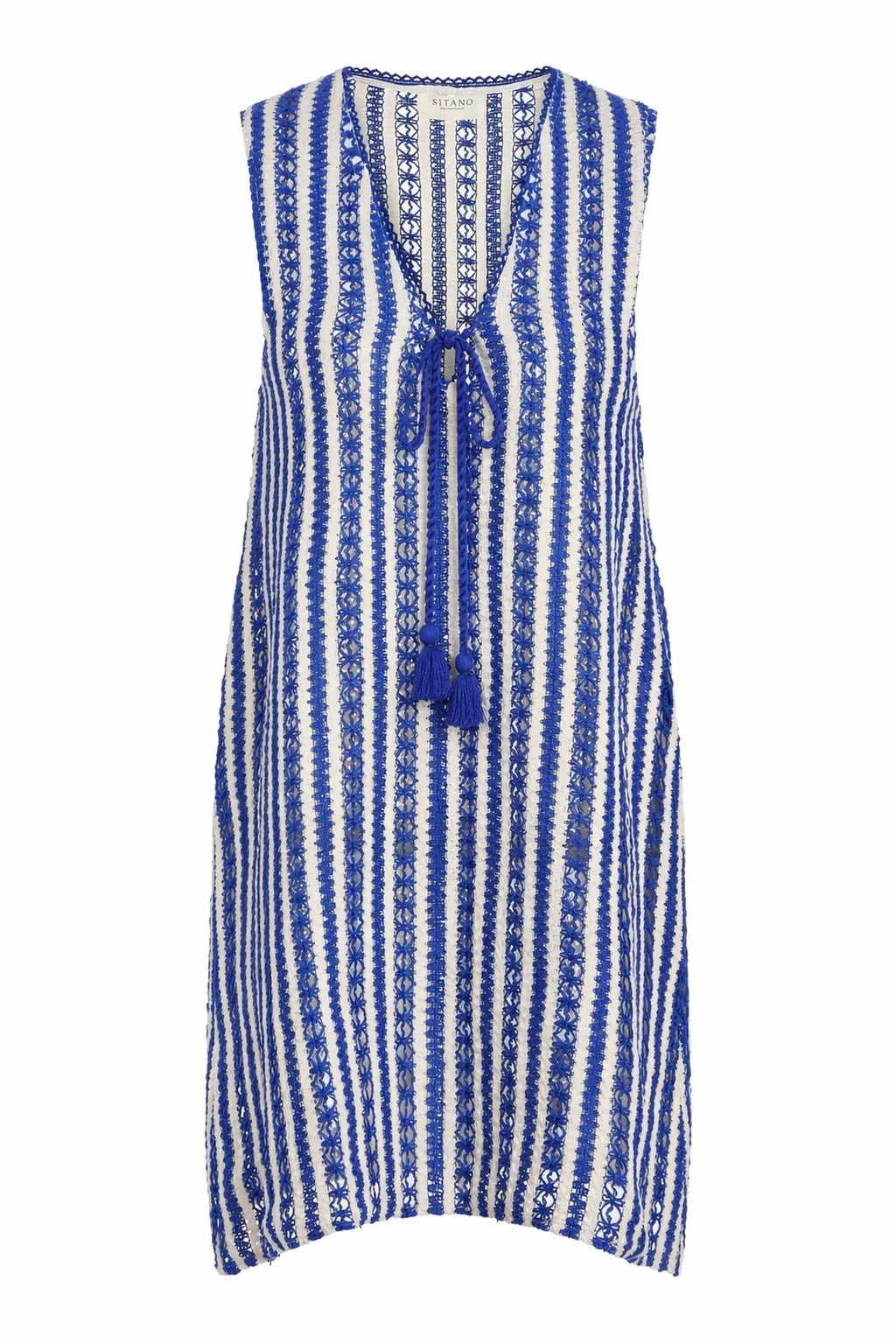 Sorrento Short Dress In Azule Blue & White Stripes