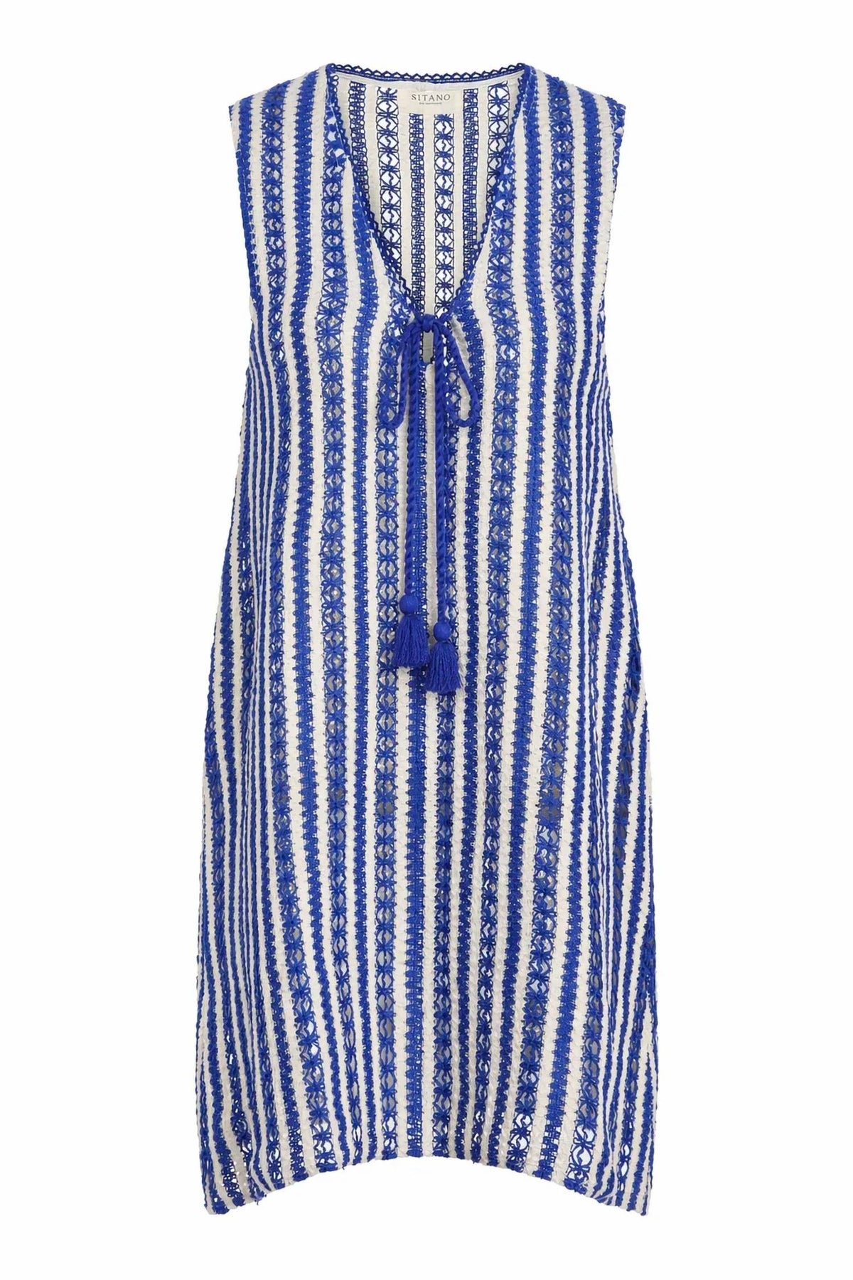 Sorrento Short Dress In Azule Blue & White Stripes