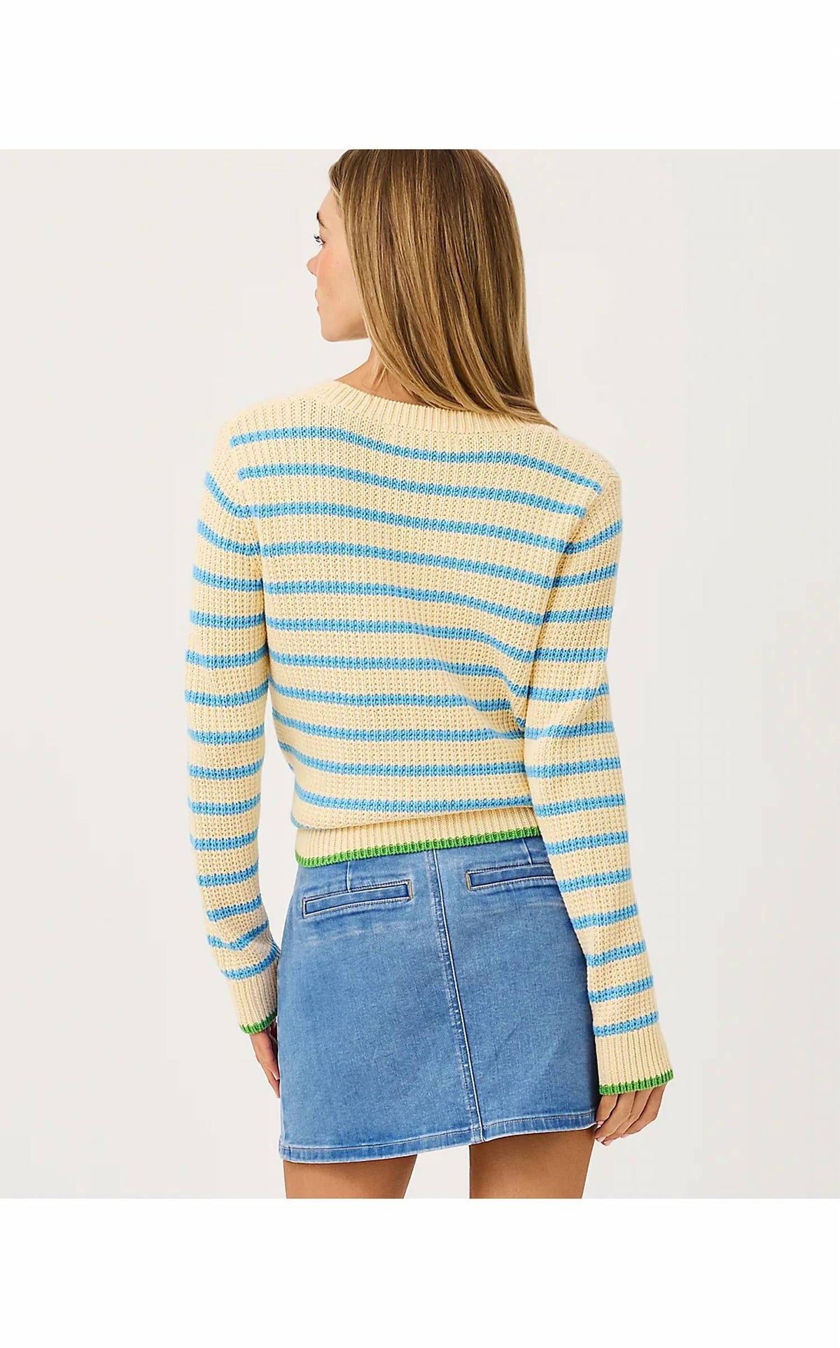 Jovienne Crew Neck Sweater In Rutabaga Shine Bright Stripe