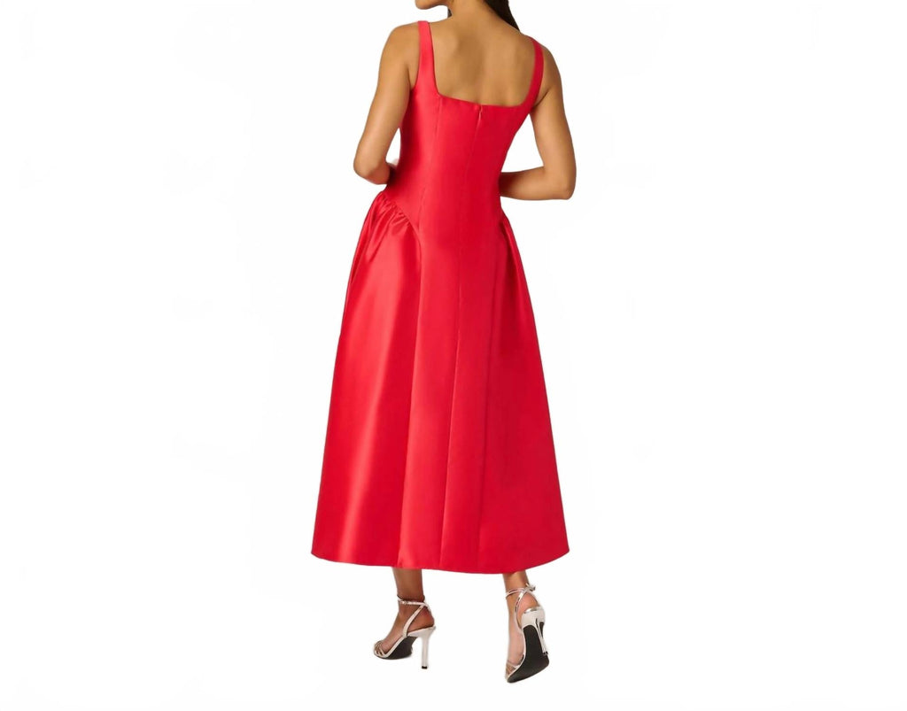 Satin A Line Mikado Cocktail Dress In Persimmon