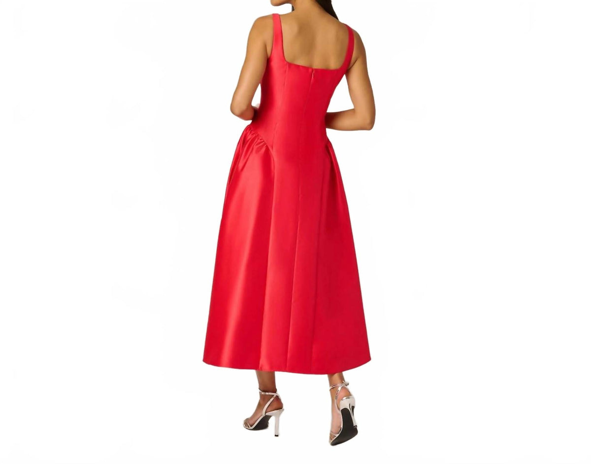 Satin A Line Mikado Cocktail Dress In Persimmon