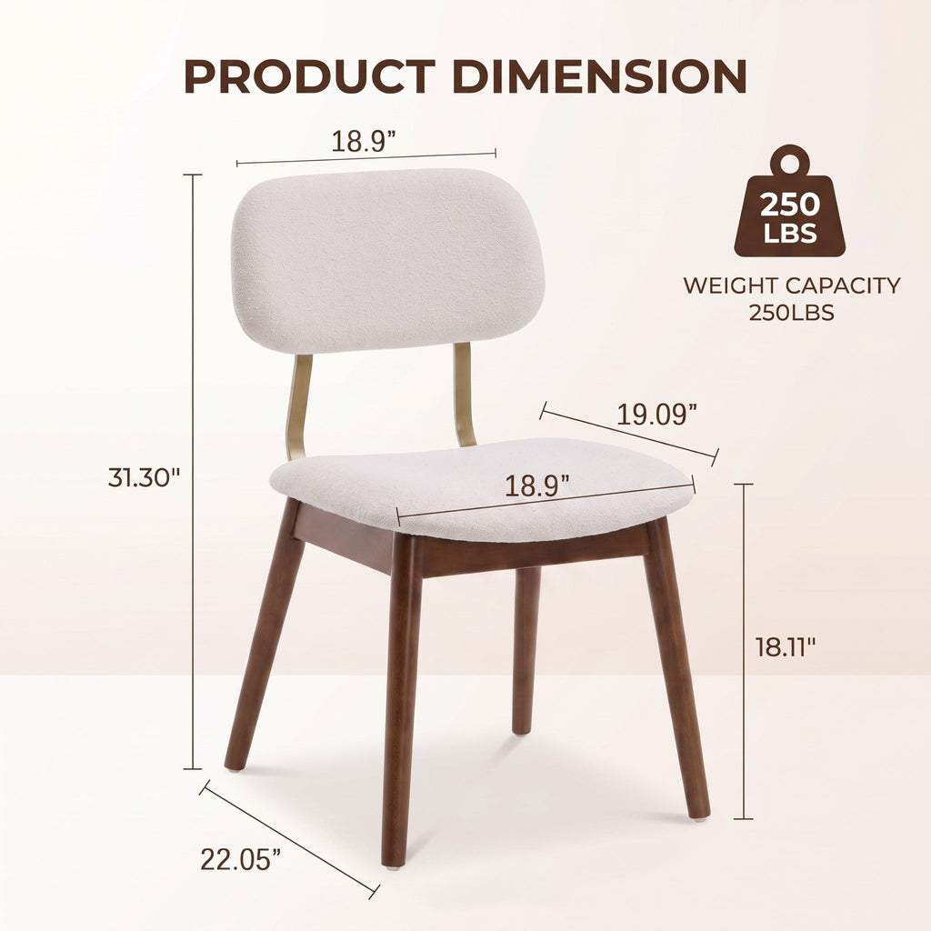 Set of 2 Wooden Upholstered Dining Chairs