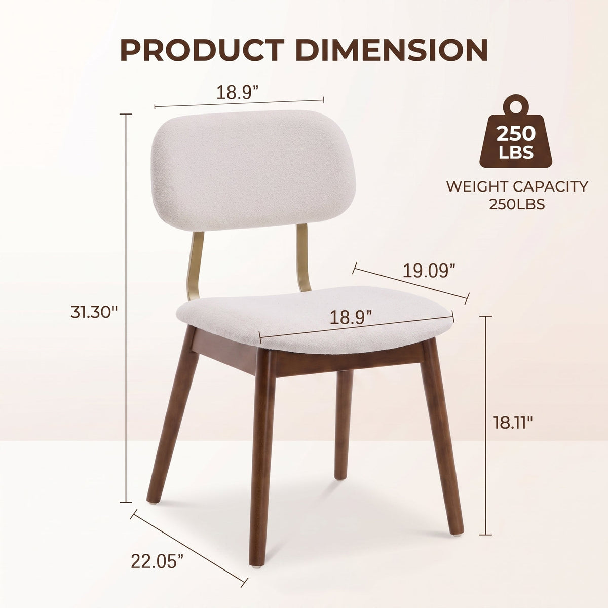 Set of 2 Wooden Upholstered Dining Chairs