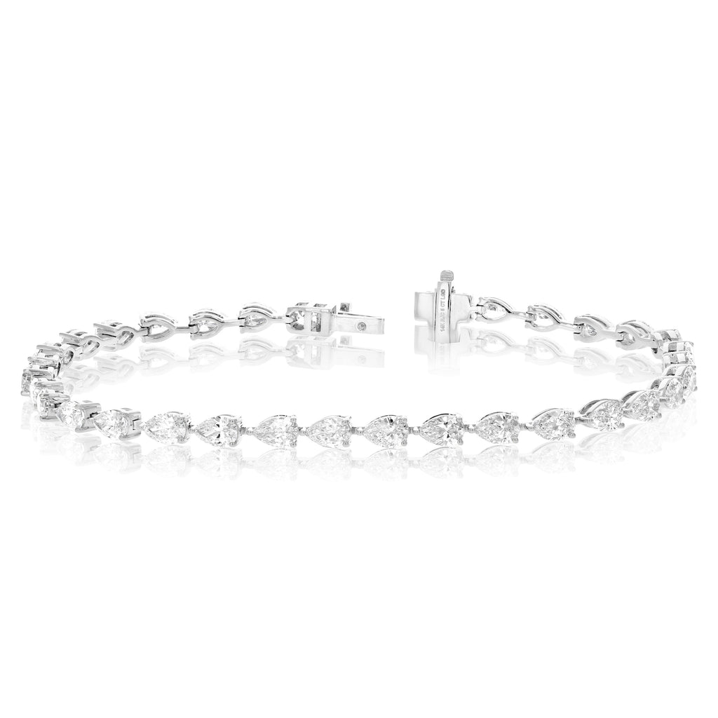 5 cttw Pear Lab Grown Diamond Tennis Bracelet in 14K Gold 7 Inch For Women