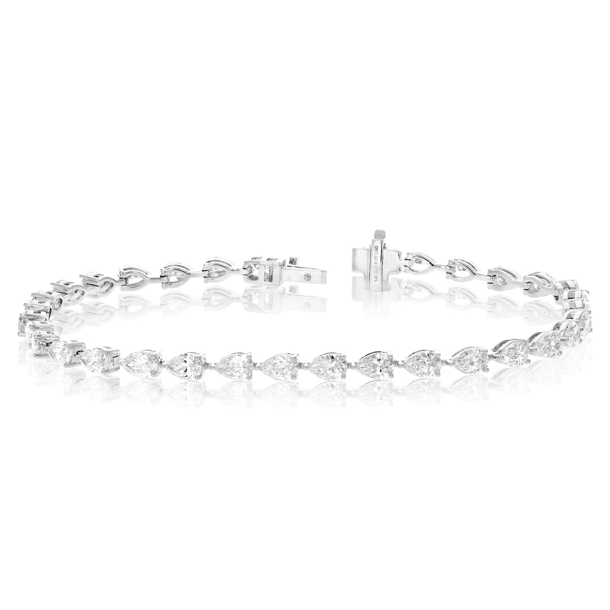 5 cttw Pear Lab Grown Diamond Tennis Bracelet in 14K Gold 7 Inch For Women