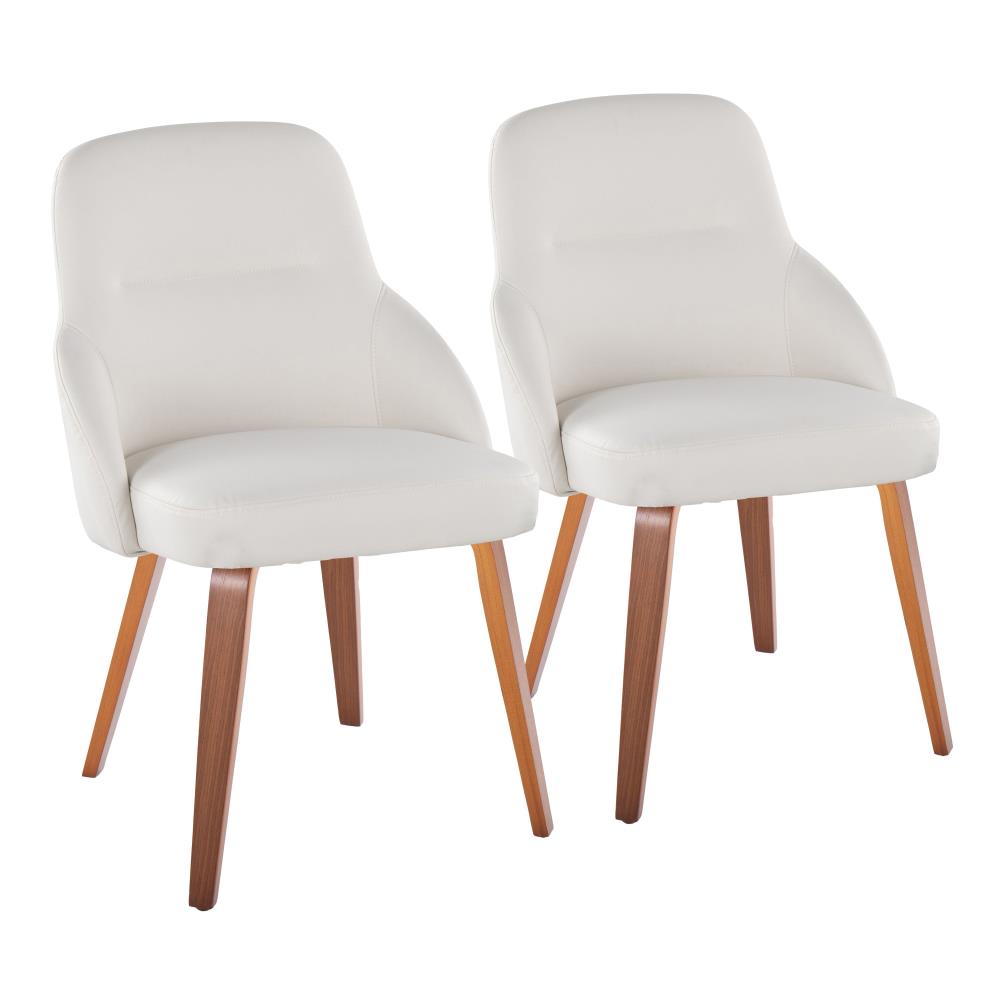 Set of 2 Mid-Century Accent Chairs with Solid Wood Frames and Padded Seating