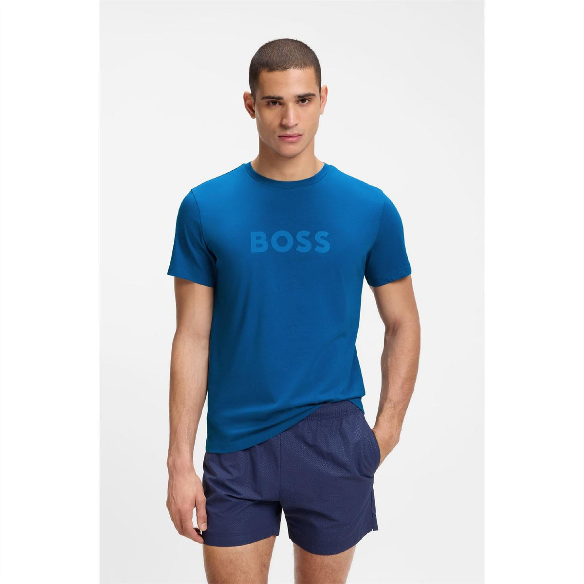 Boss Wordmark Printed Logo Crew Neck Short Sleeve T-Shirt