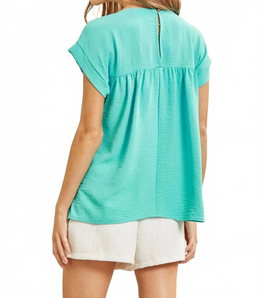 Jaymie Babydoll Top - Curvy In Teal
