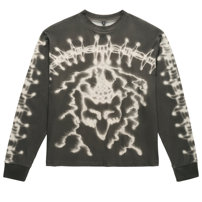 Fox Lab Airbrushed L/S Top - Charcoal