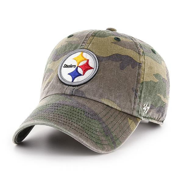 47 Brand Pittsburgh Steelers Clean Up Strapback Hat in Camo | Men