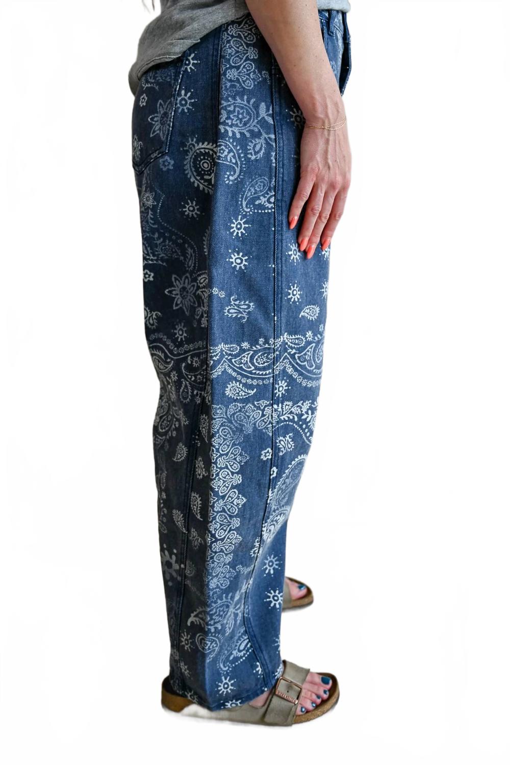 Women's Chestnut Street Paisley Printed Barrel Pants In Blue