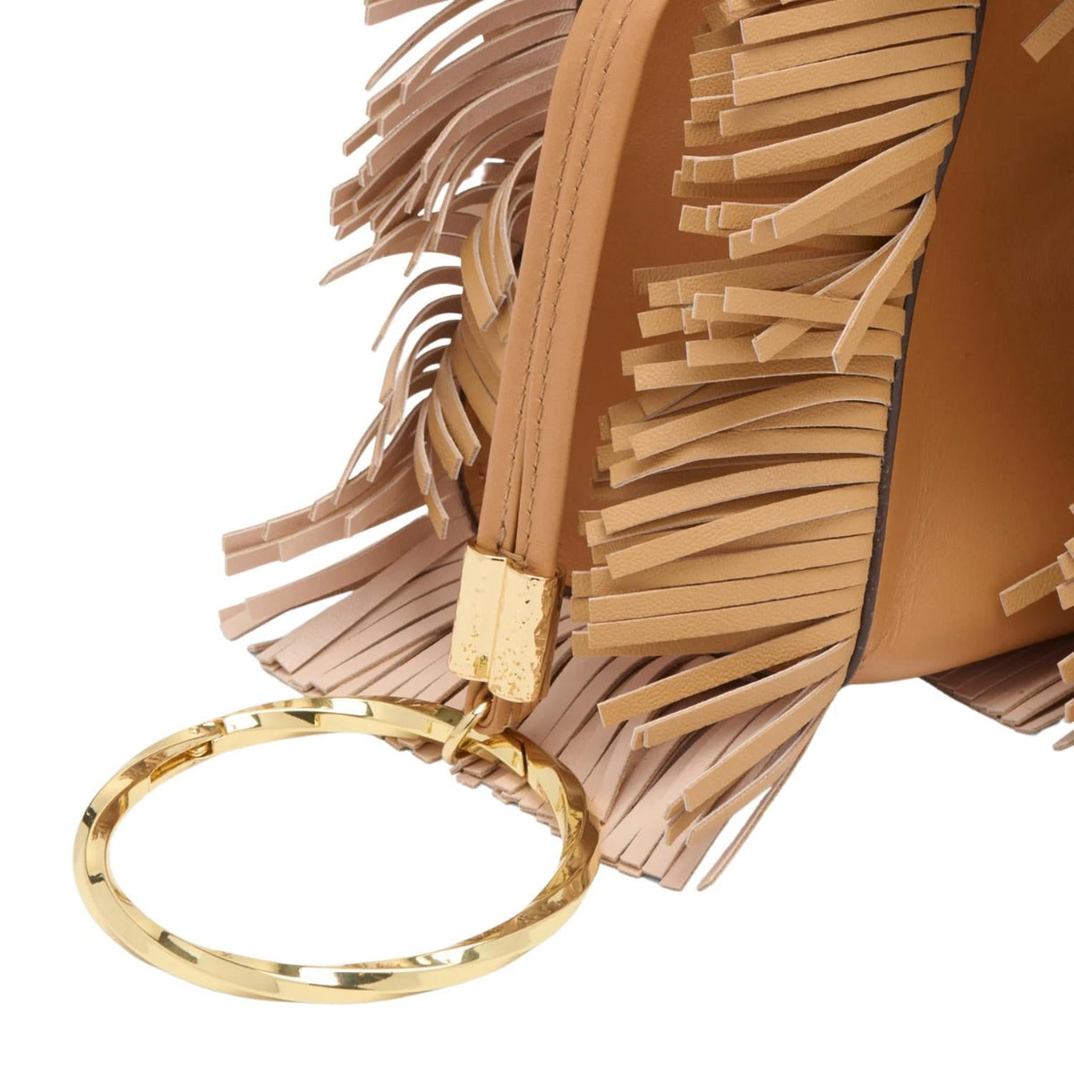Adria Pleated Wave Pochette In Almond Fringe