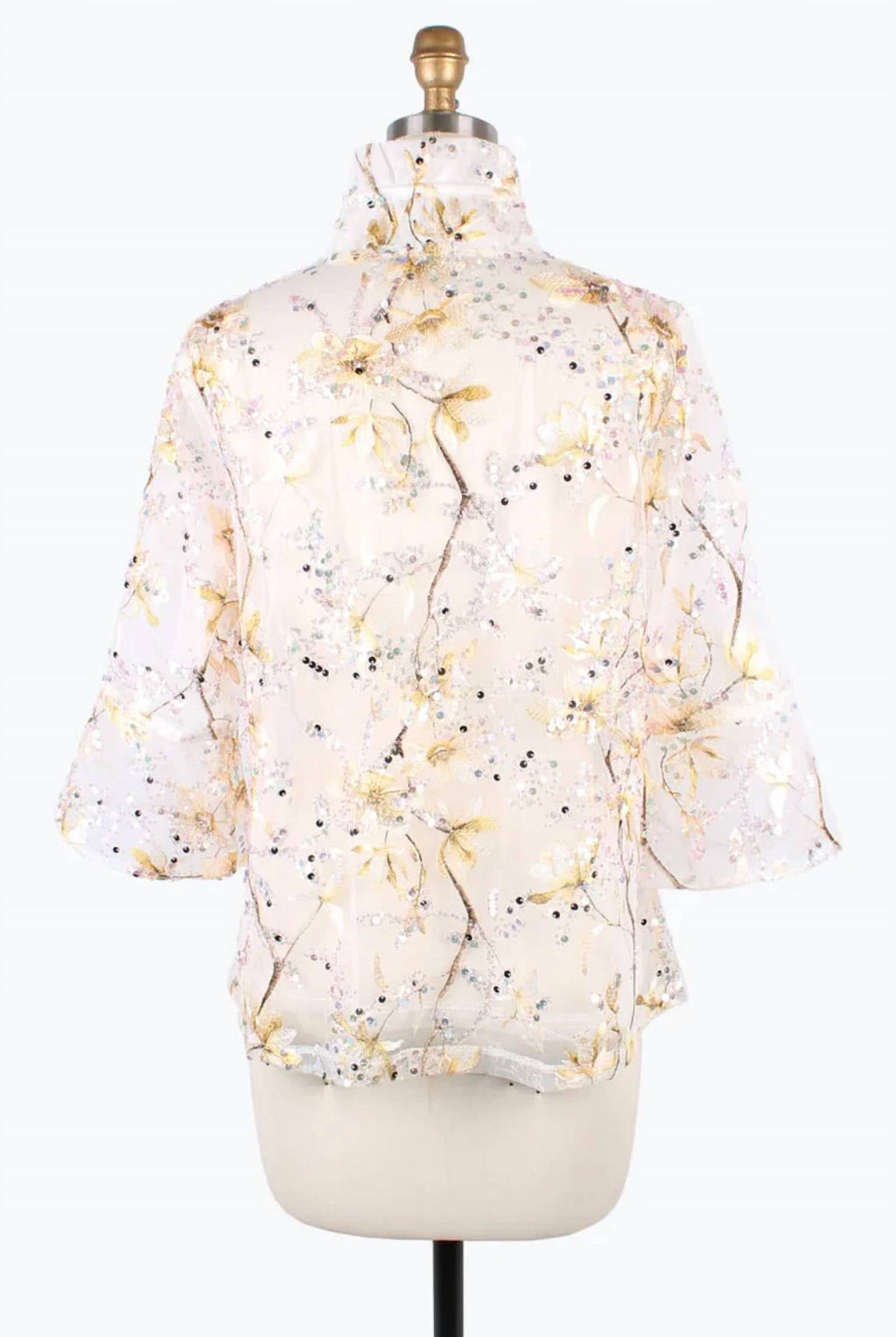 Floral Embroidered Jacket In Gold
