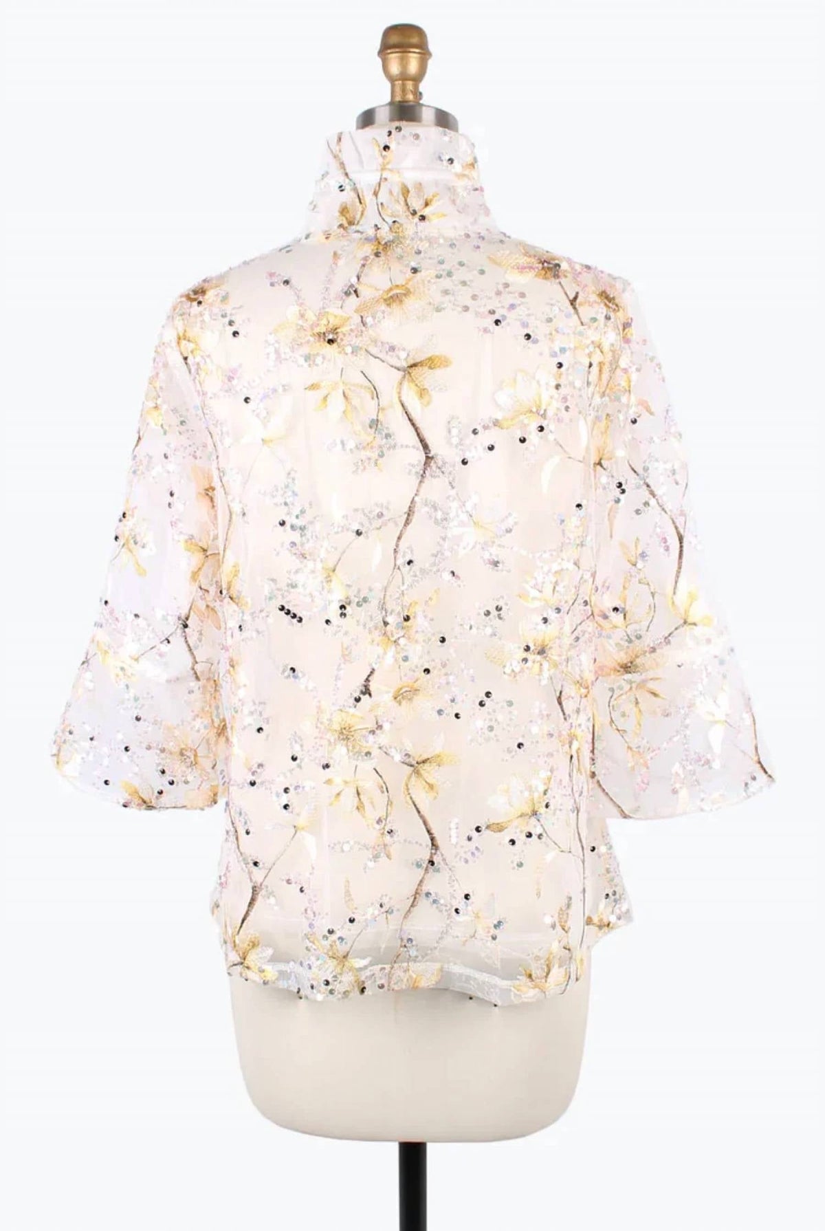 Floral Embroidered Jacket In Gold