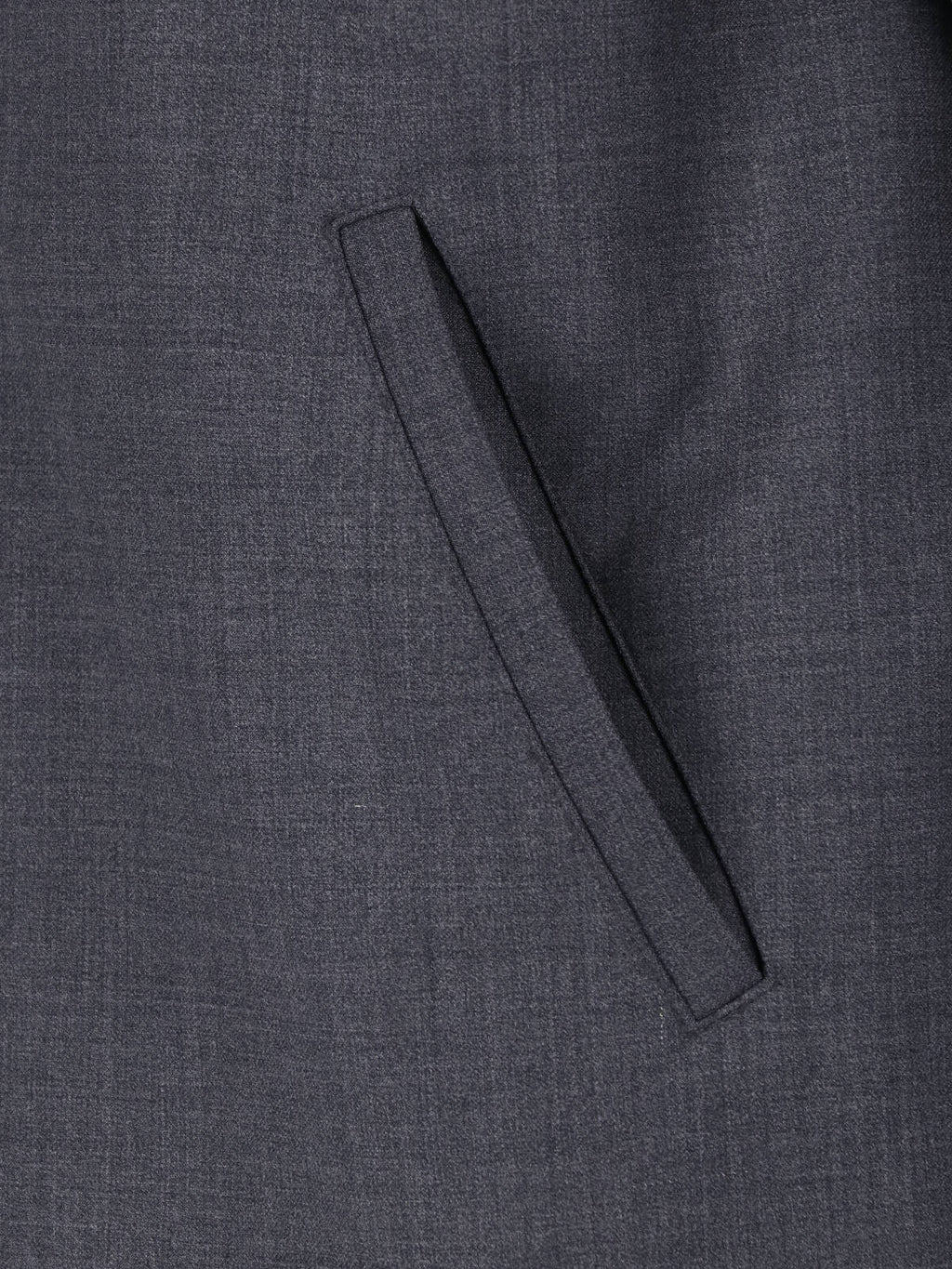 Grey Wool-Blend V-Neck Blazer