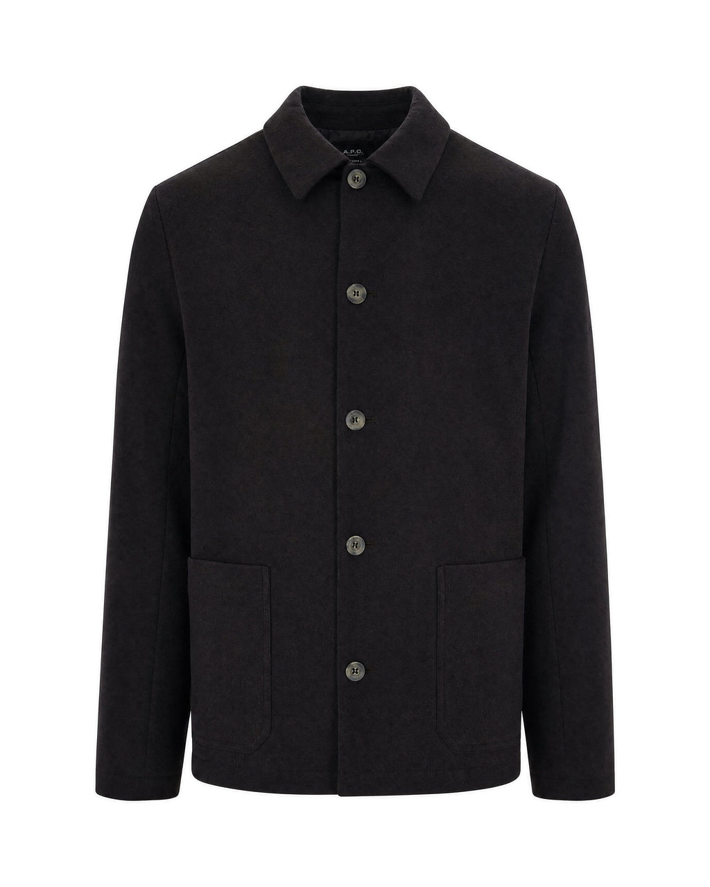 Dark Brown Wool-Blend Shirt Jacket