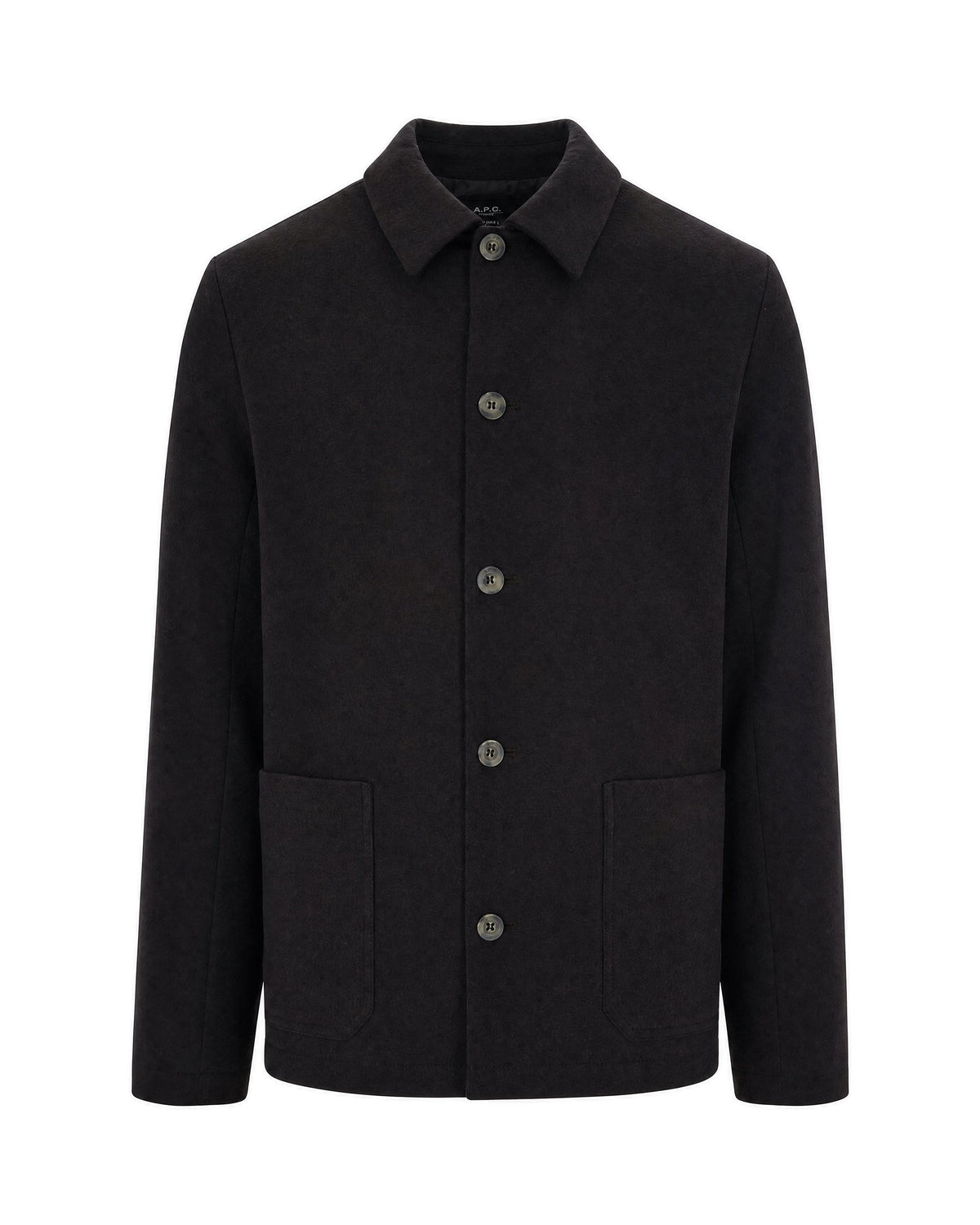Dark Brown Wool-Blend Shirt Jacket
