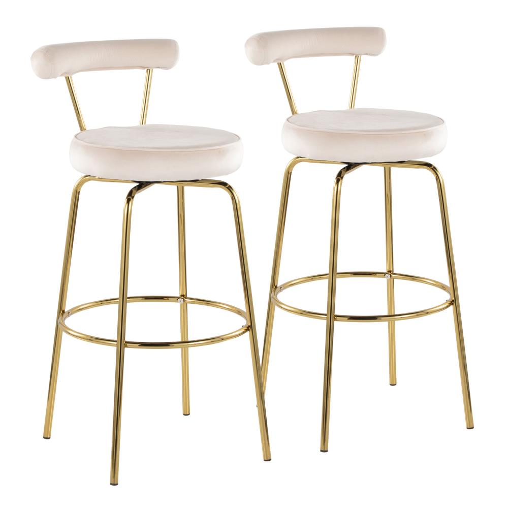Set of 2 Stylish Swivel Barstools with Soft Velvet Upholstery and Supportive Metal Legs