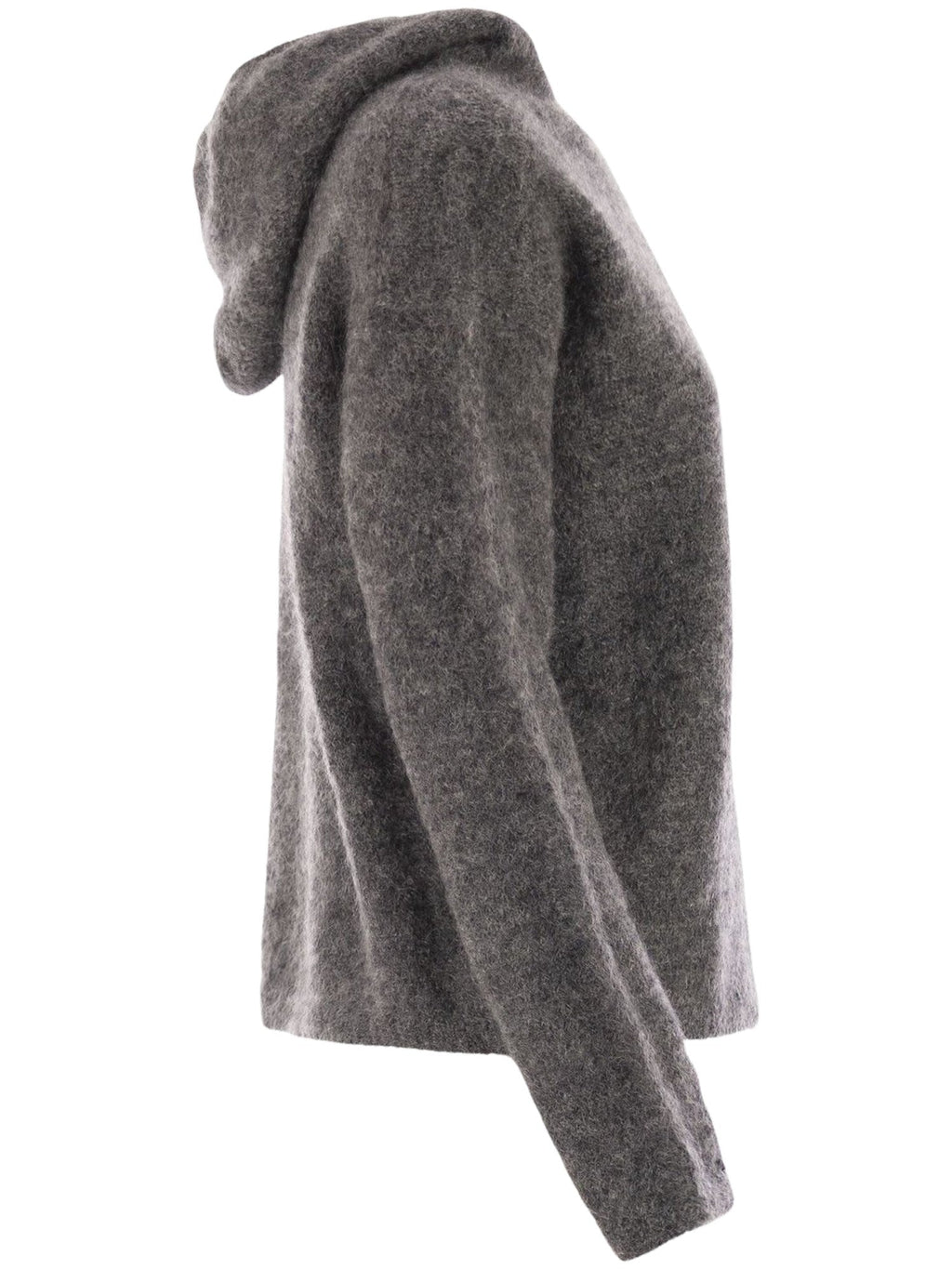 Asymmetrical Hooded Wool Sweater