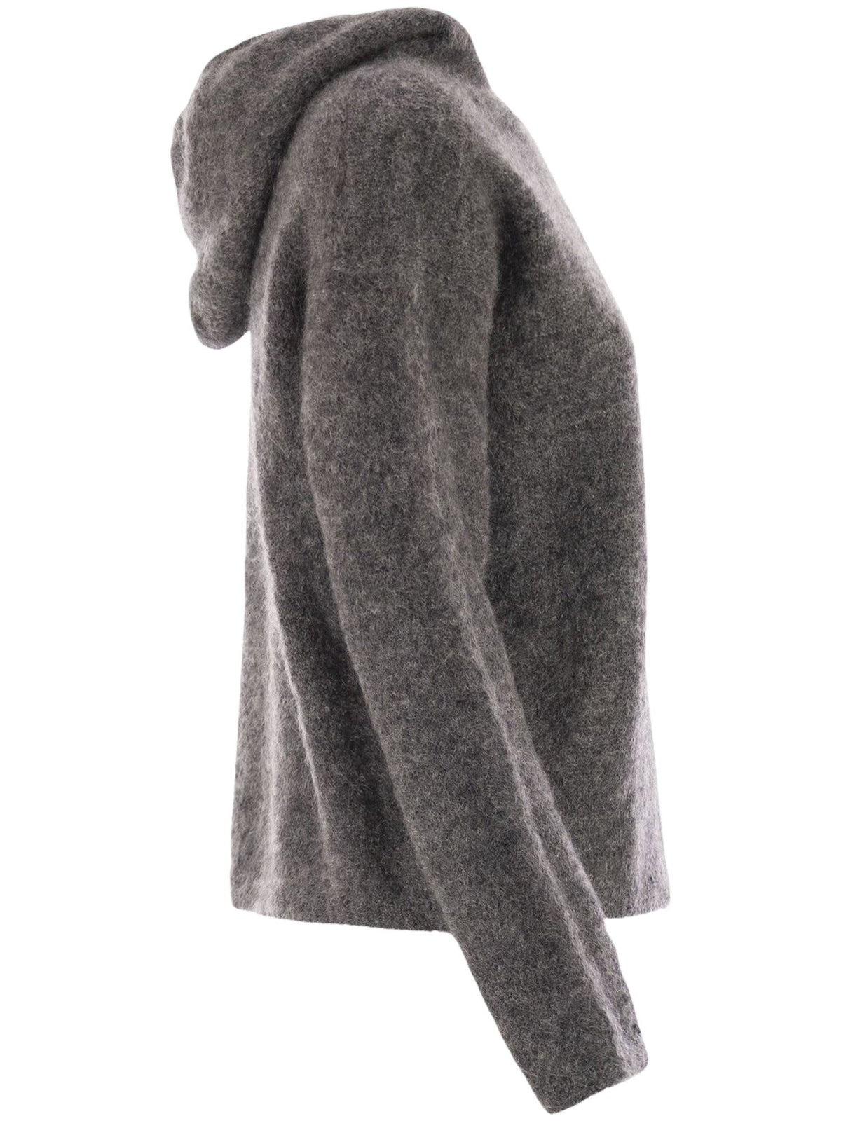 Asymmetrical Hooded Wool Sweater