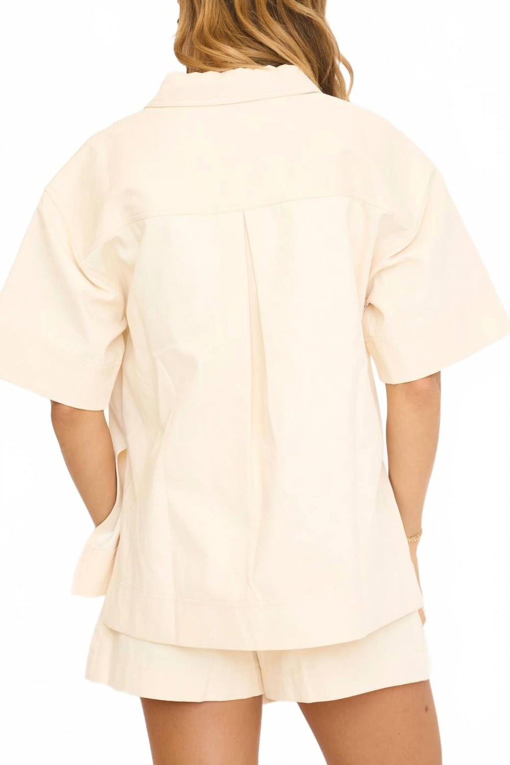 Oversized Collar Top In Cream