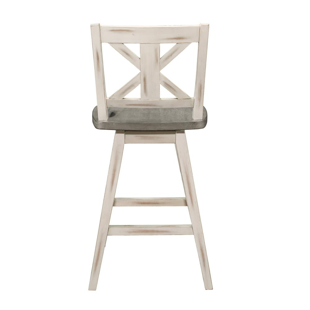Set of 2 Two-Tone Wooden Swivel Dining Chairs