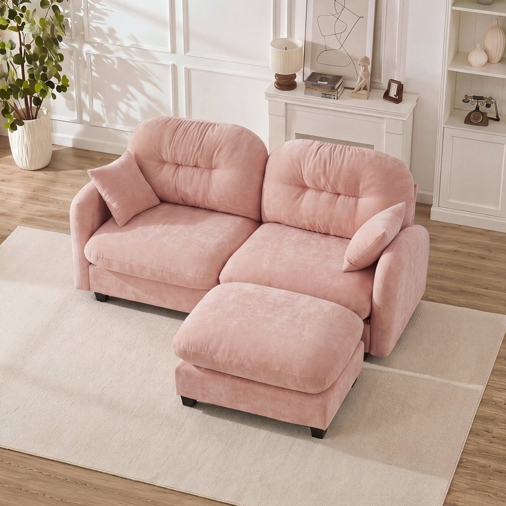 Soft Chenille Corner Sofa with Ottoman