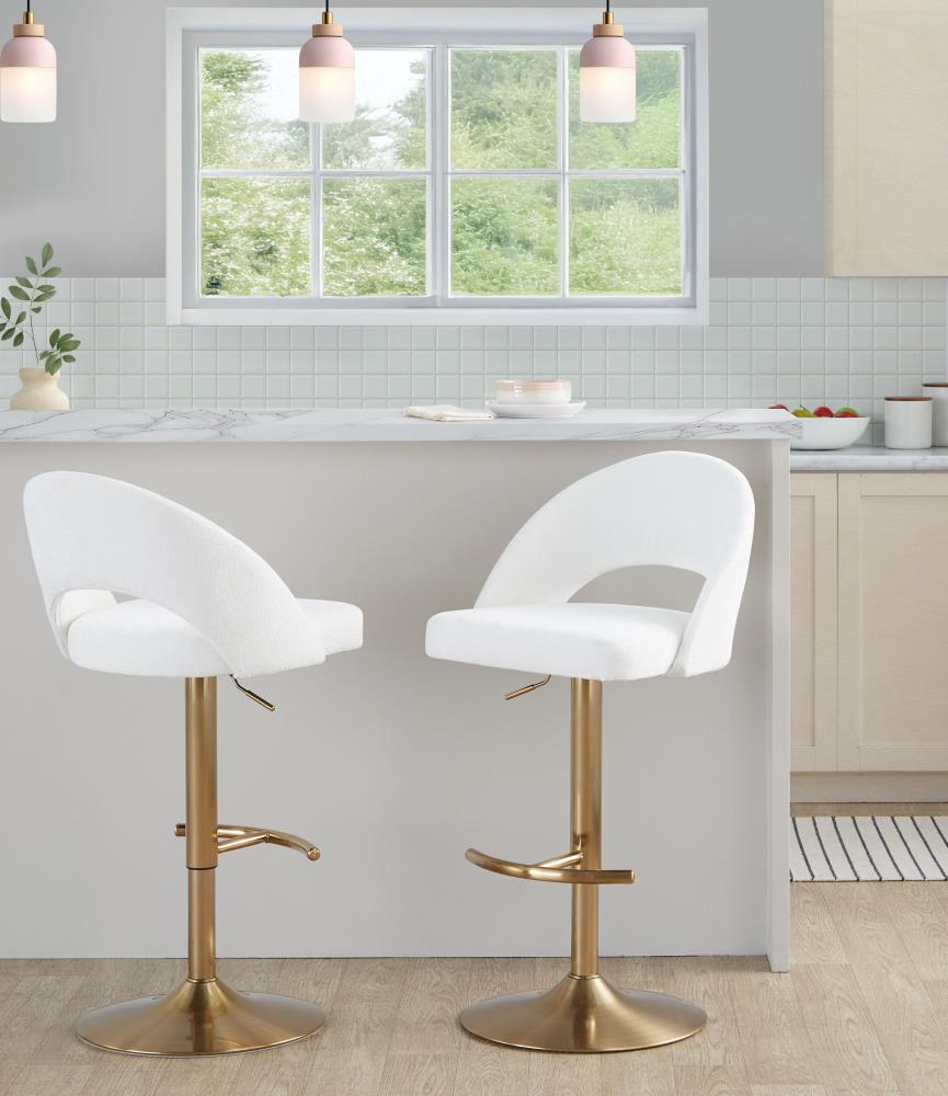 Contemporary Swivel Bar Stools with Upholstered Seats and Refined Metal Detailing