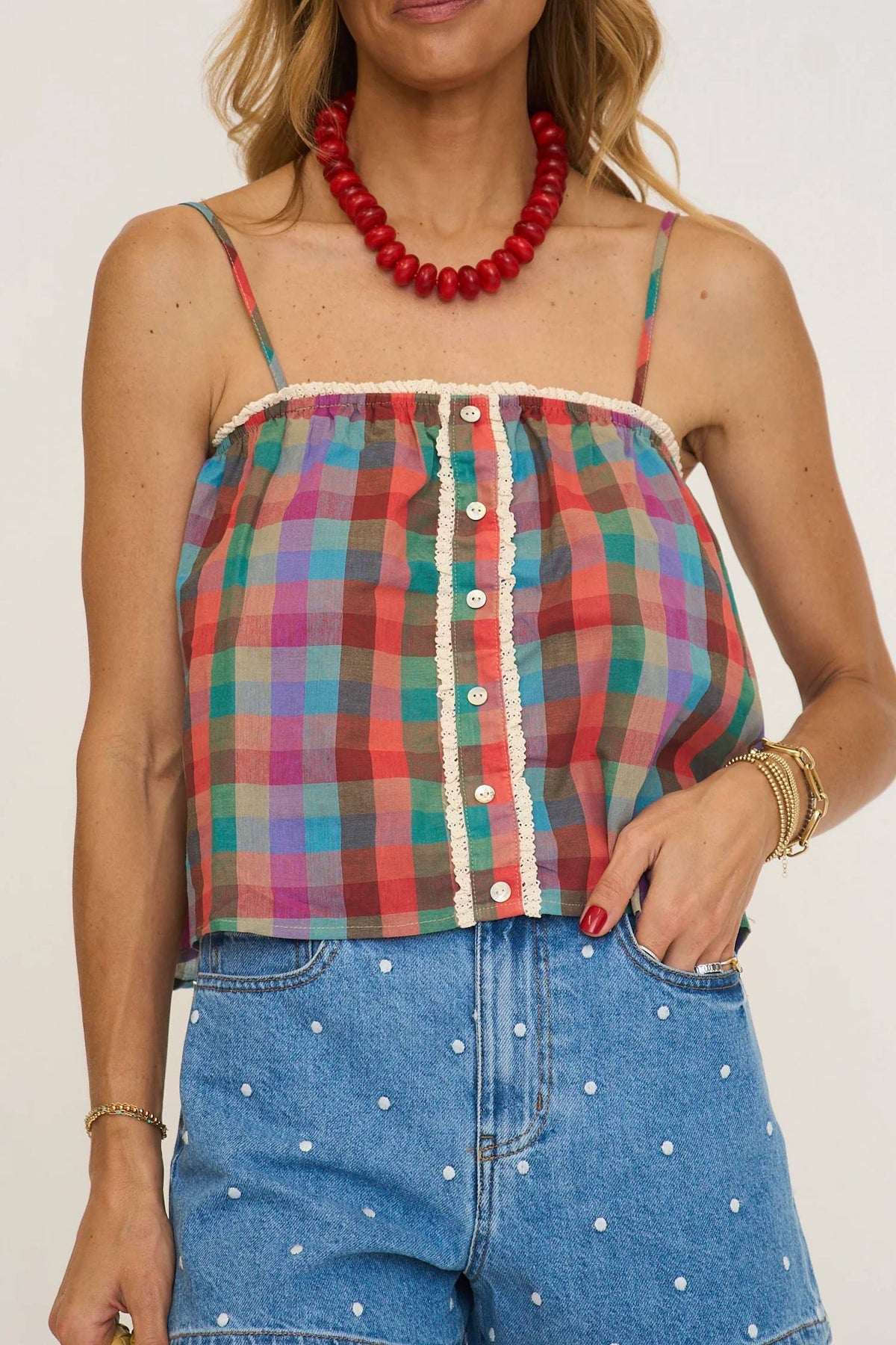 Plaid Cami Top In Rainbow