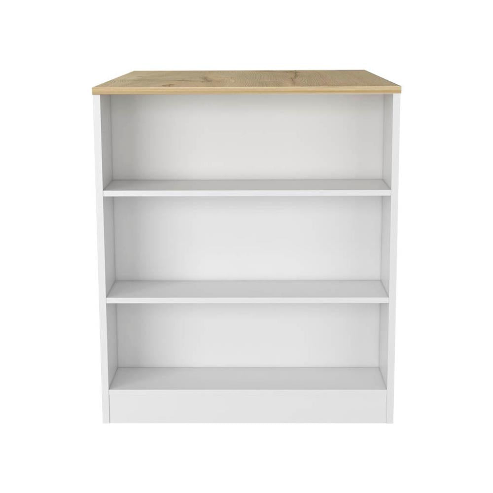 Kitchen Counter Dining Table with Side Shelves