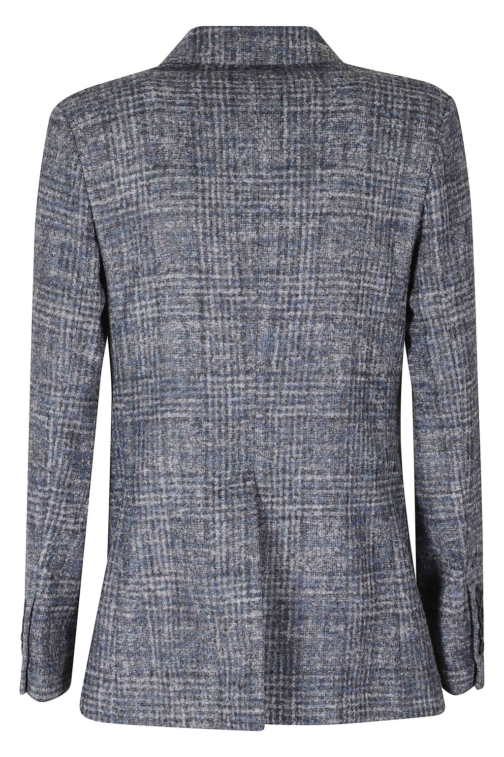 Double-Breasted Wool Jacket With Classic Check Pattern
