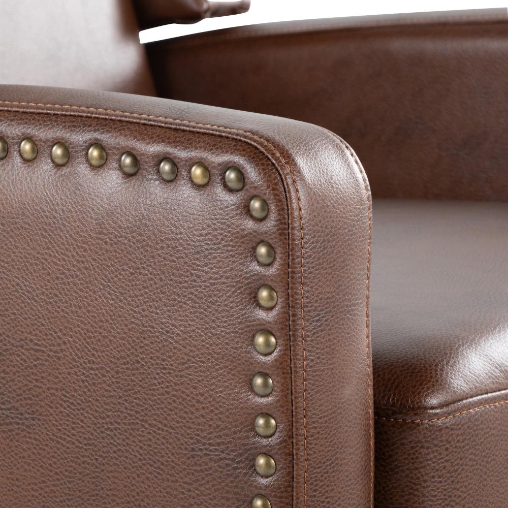 Transitional Recliner Chair with Upholstered Faux Leather Seating and Wooden Frame