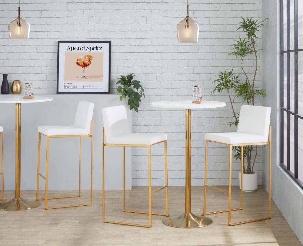 High-Back Faux Leather Bar Stool Set of 3