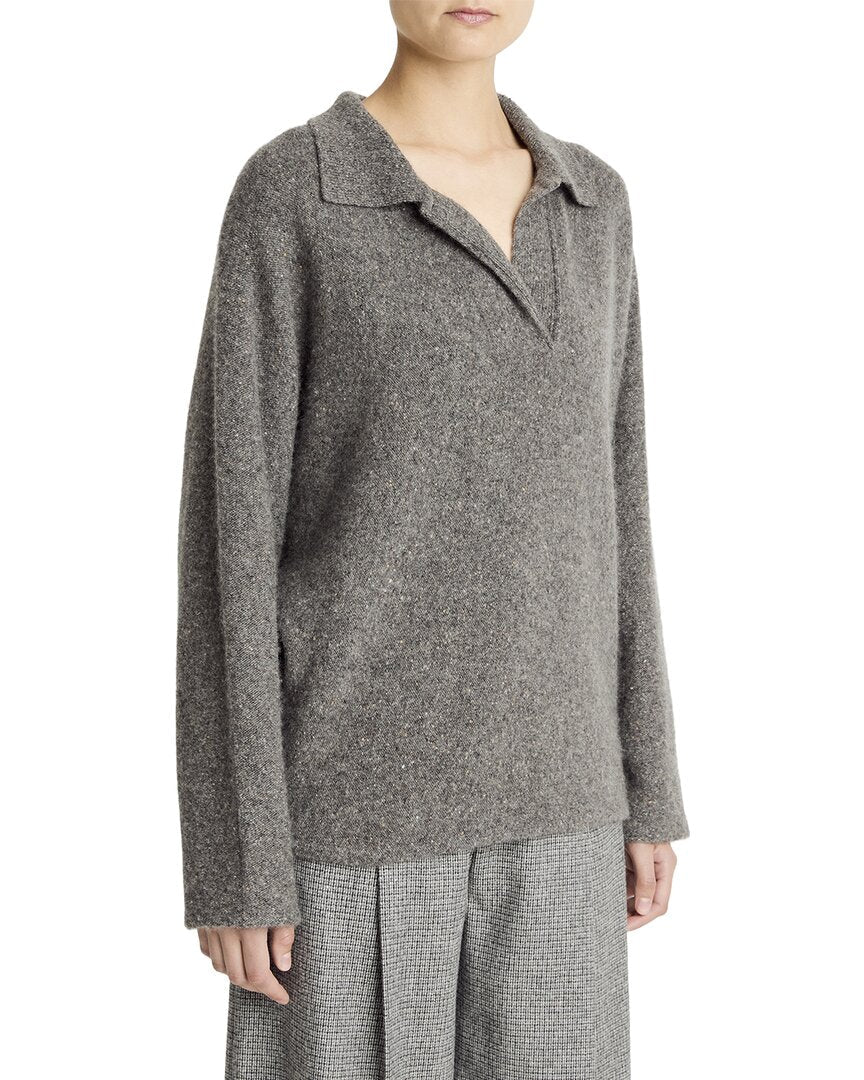 Vince Donegal Dolman 100% Cashmere Polo Sweater