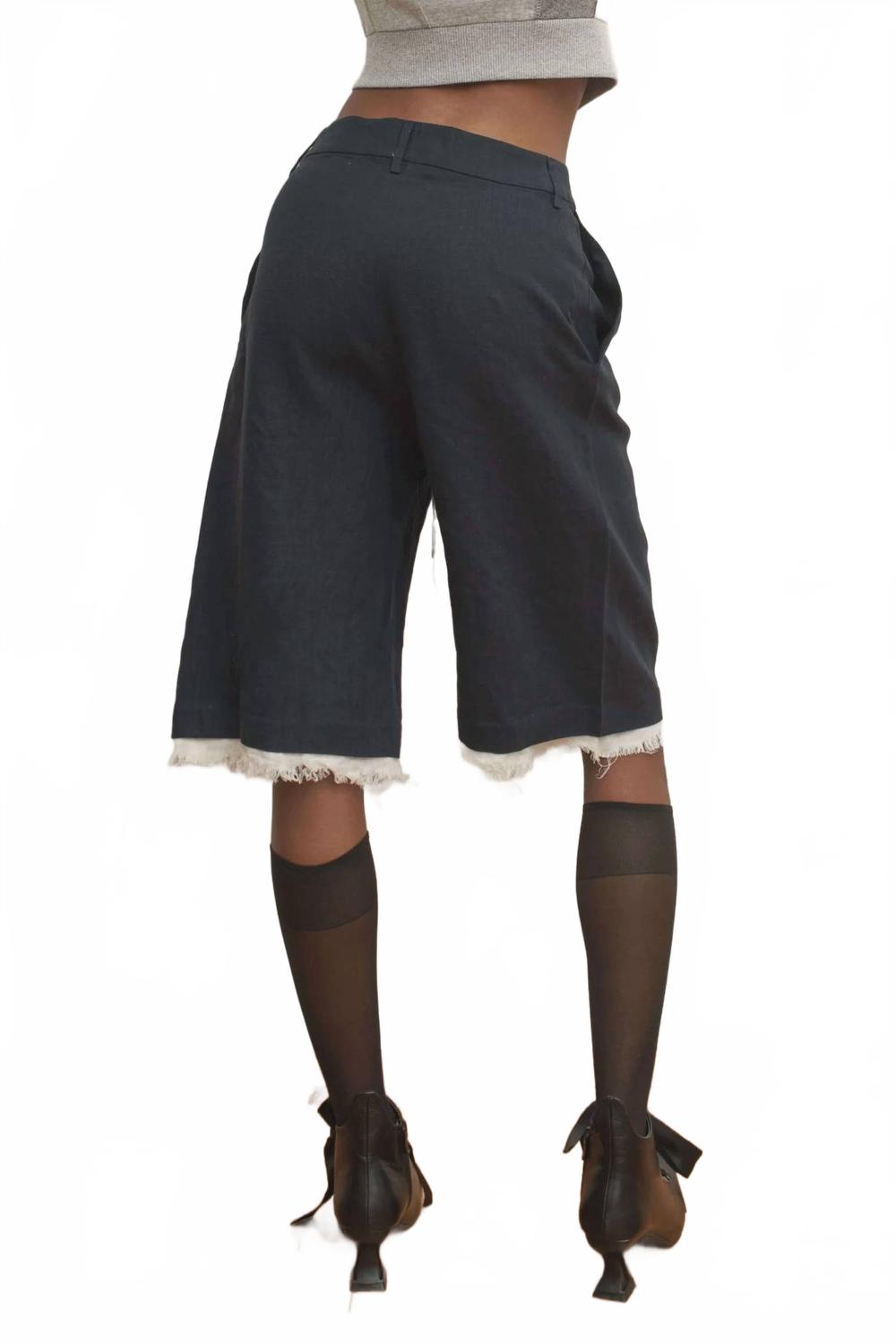 Auto Pleated Shorts In Navy